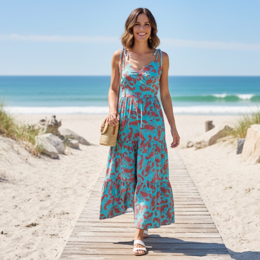 J.Crew Lobster Print Cotton Midi Dress Size 4